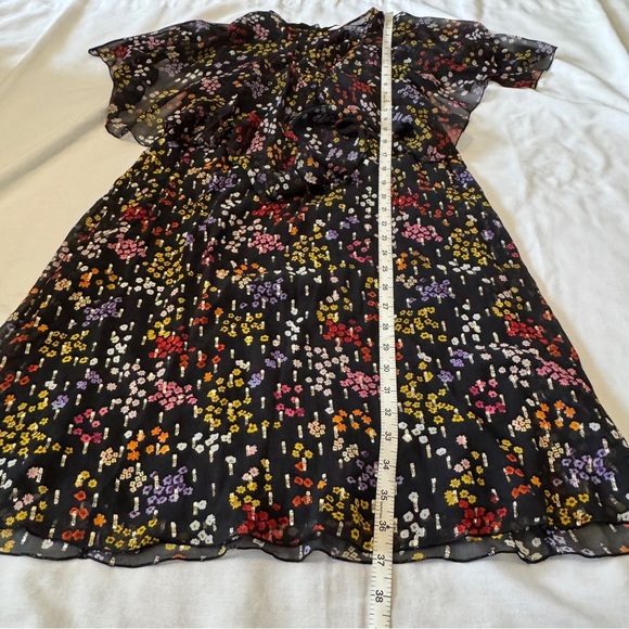 See by Chloe 34 (US 4) 100% Silk Black Floral Dress ~ Sheer Ruffle Cocktail - Picture 8 of 11